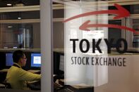 Images Of Tokyo Stock Exchange And Stock Boards As Japan Stocks Jump On BOJ Stimulus