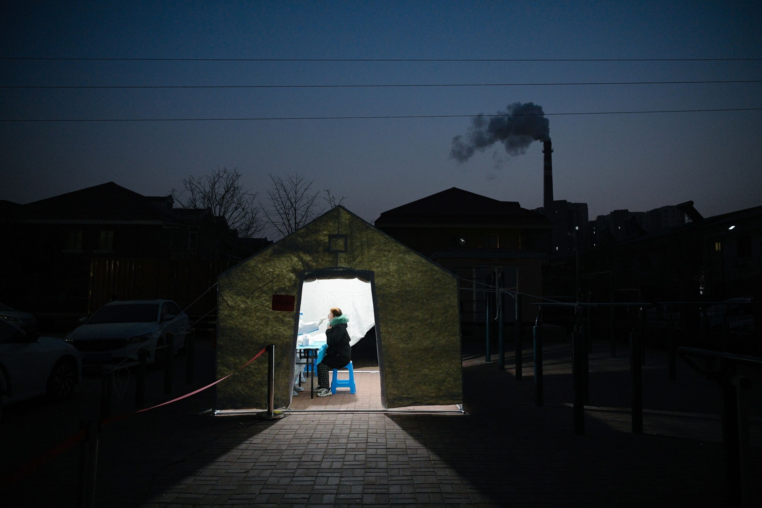 A resident undergoes testing in Tianjin on Jan. 15.