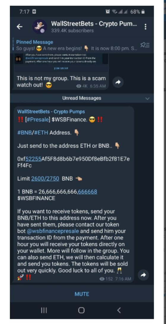 WallStreetBets Forum Members Targeted in Telegram Cryptocurrency Scam