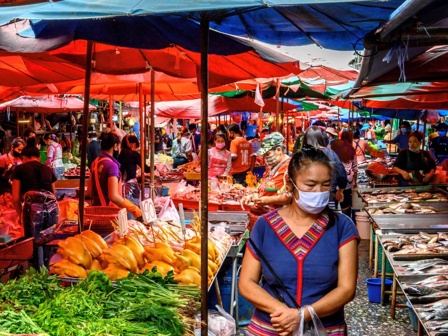 A woman shops at Khlong Toei Market, the biggest fresh market in Bangkok, on June 18.