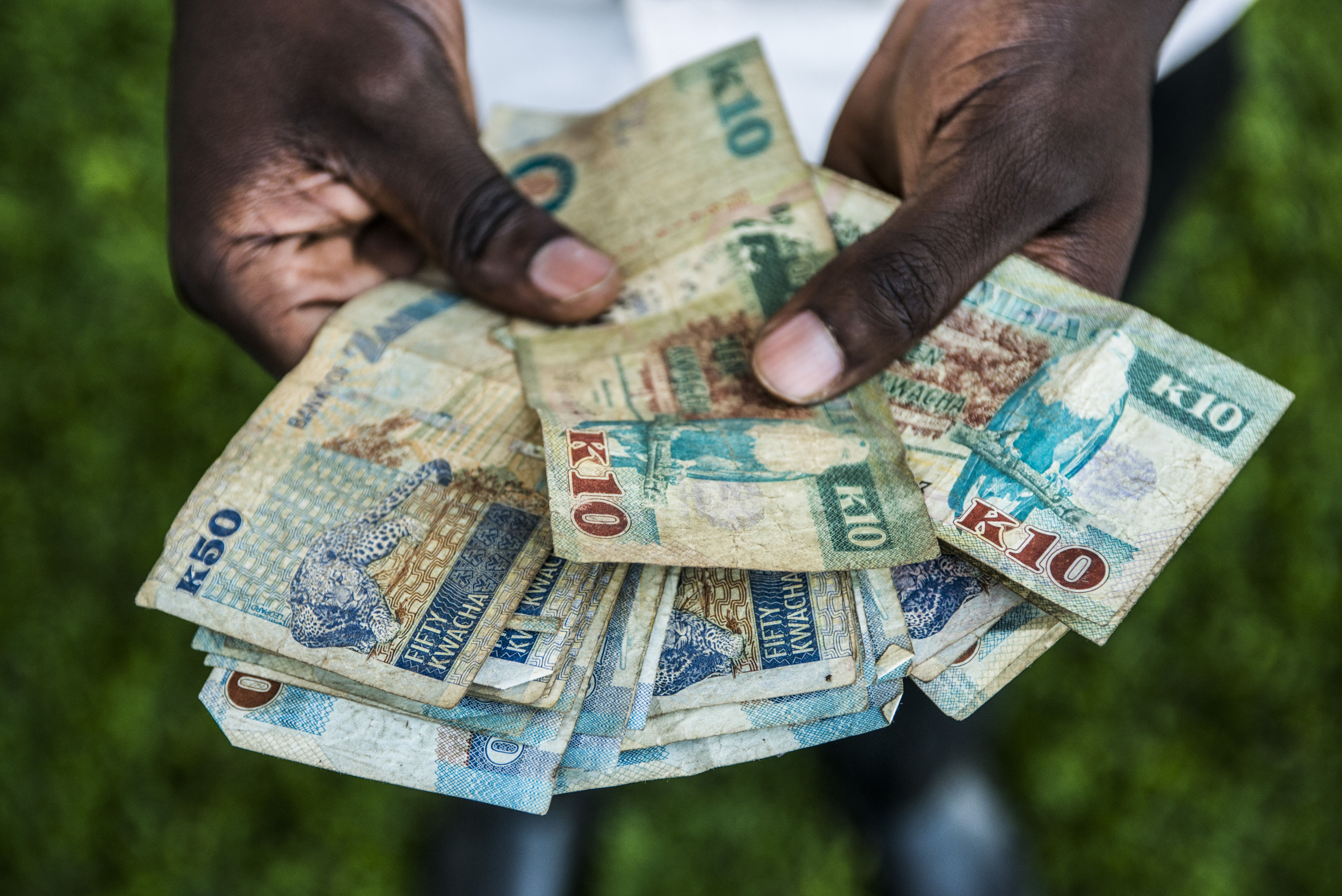 Zambian kwacha banknotes.