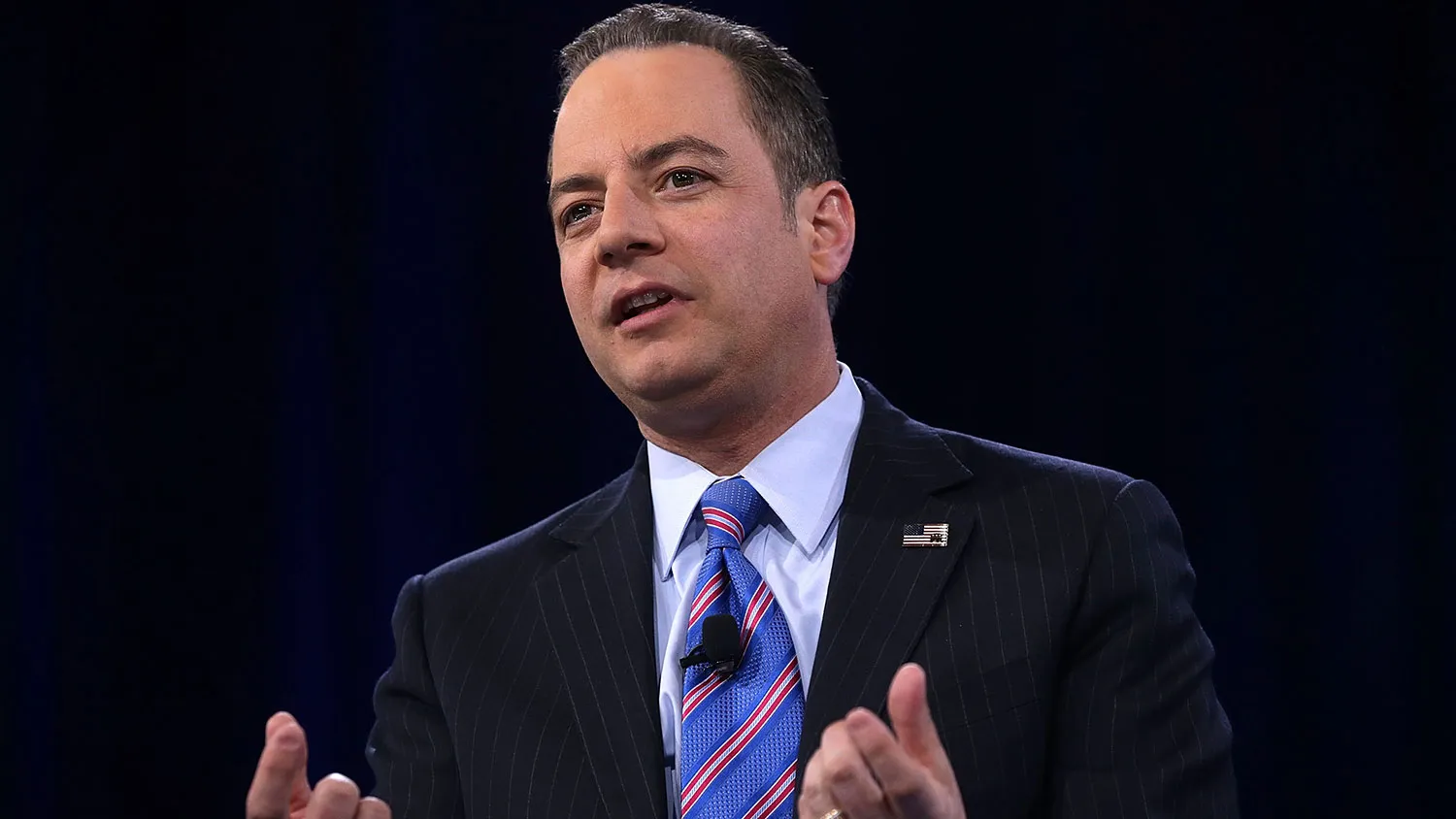 Chairman of the Republican National Committee Reince Priebus participates in a discussion during CPAC on March 4, 2016, in National Harbor, Maryland.
