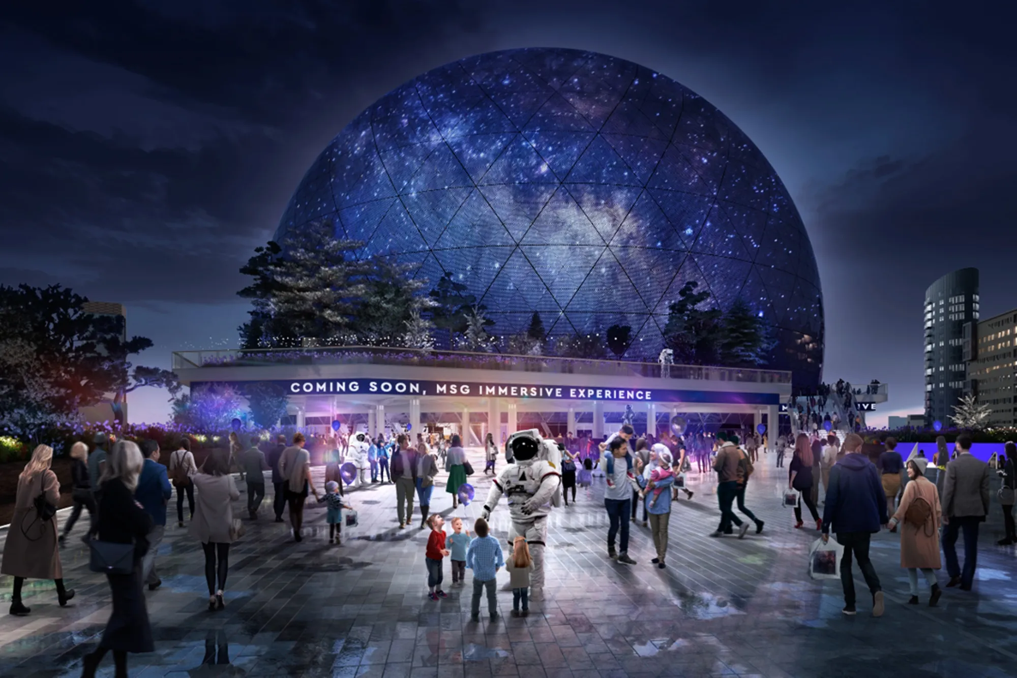 Artist illustration of the proposed giant orb-shaped venue.