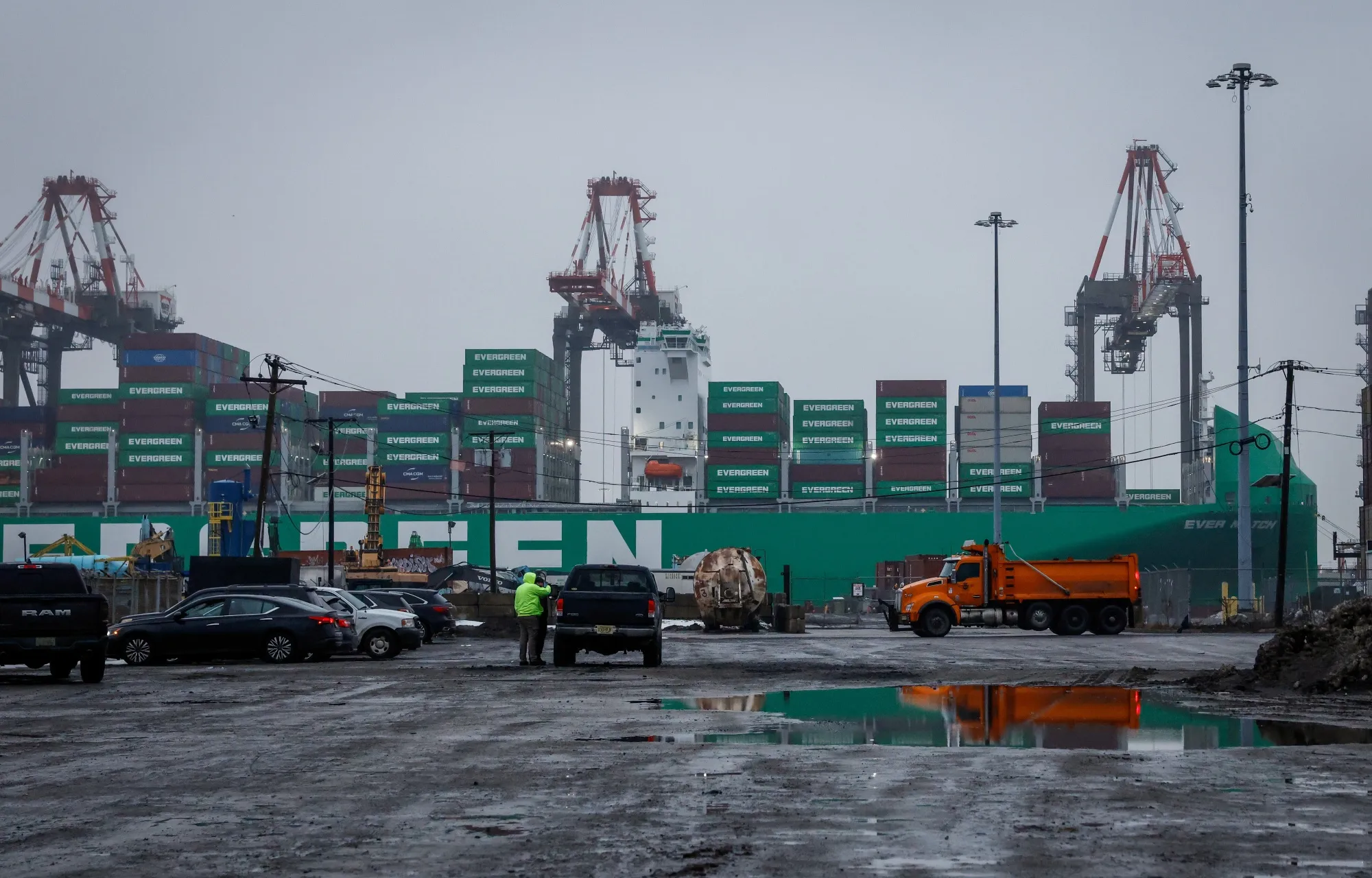 A container ship at the Port of Newark. The president’s tariff regime suffered another setback at the US Court of International Trade.