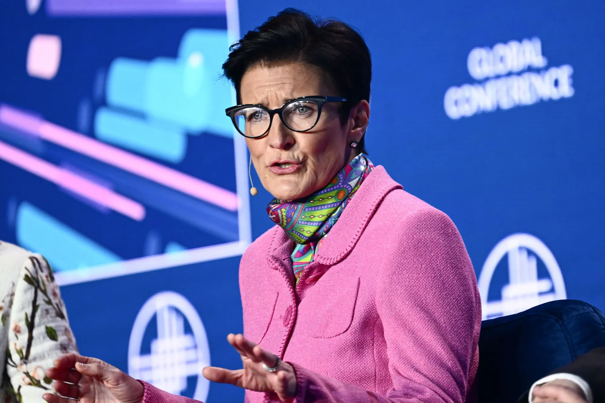 Jane Fraser&nbsp;speaks during the Milken Institute Global Conference in Beverly Hills, California on May 1.