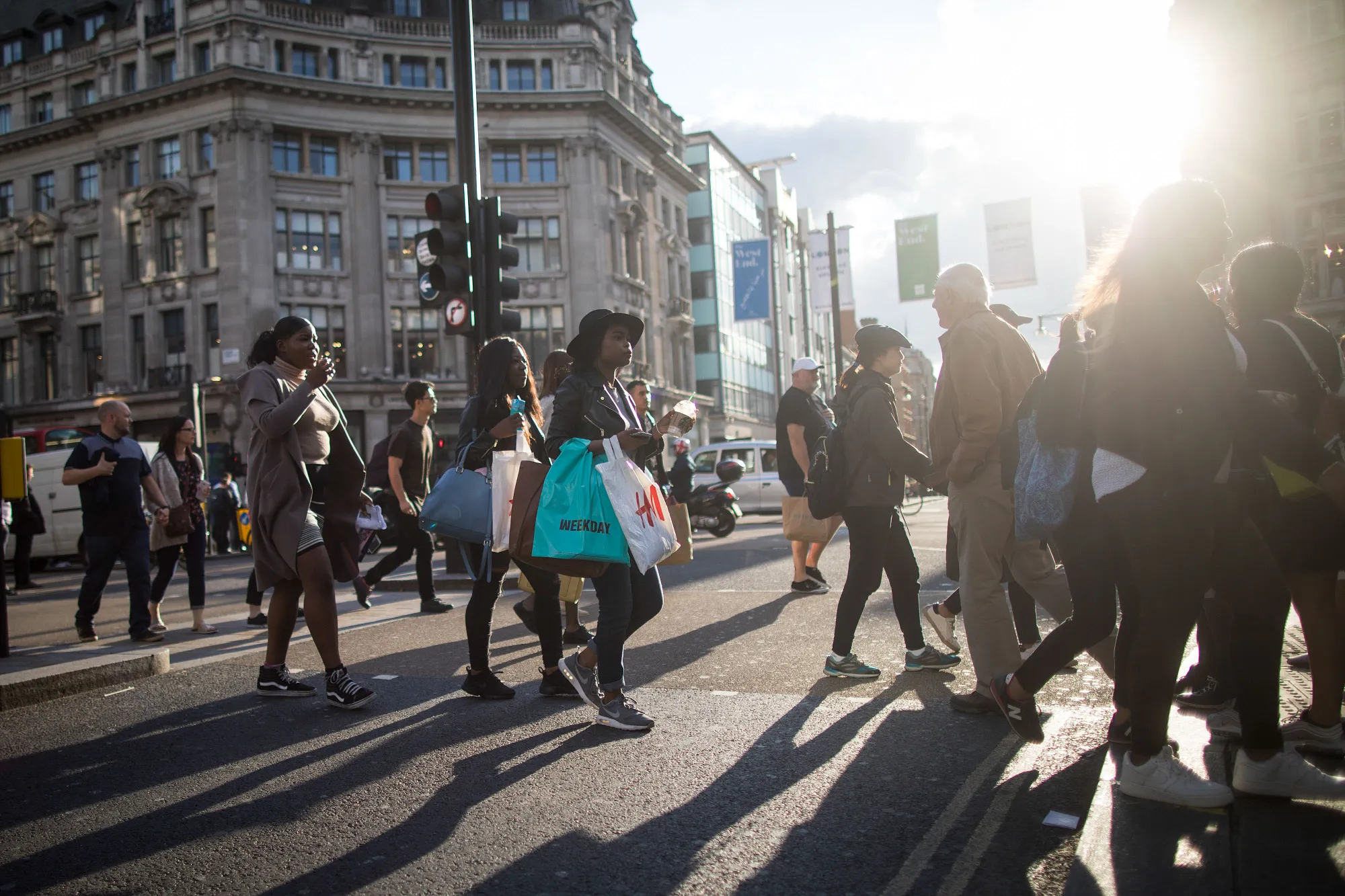 Shoppers On Oxford Street As Consumer Confidence Rebounds From Post-Brexit Low