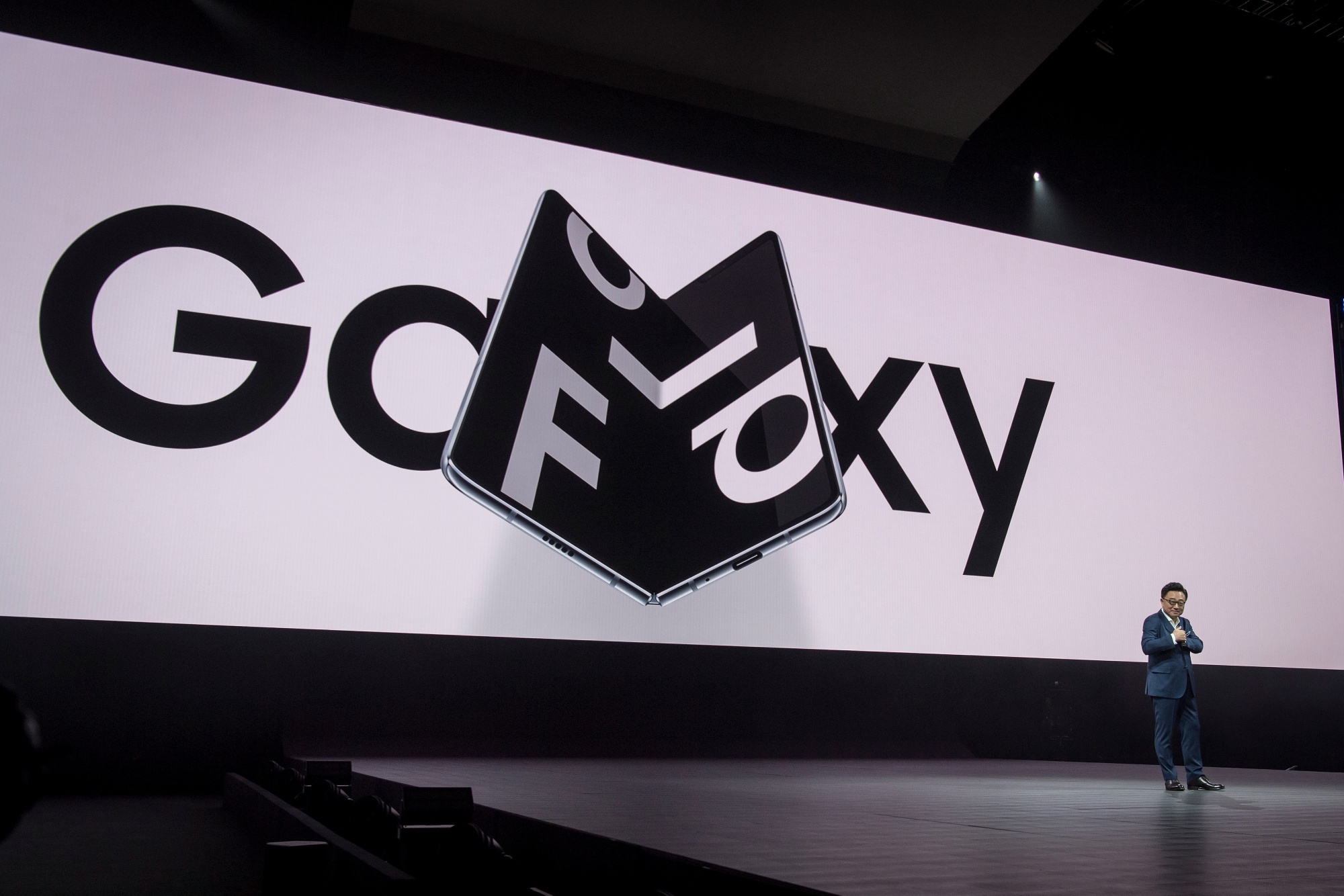 Samsung unveils the Galaxy Fold smartphone during the Samsung Unpacked launch event on Feb. 20.