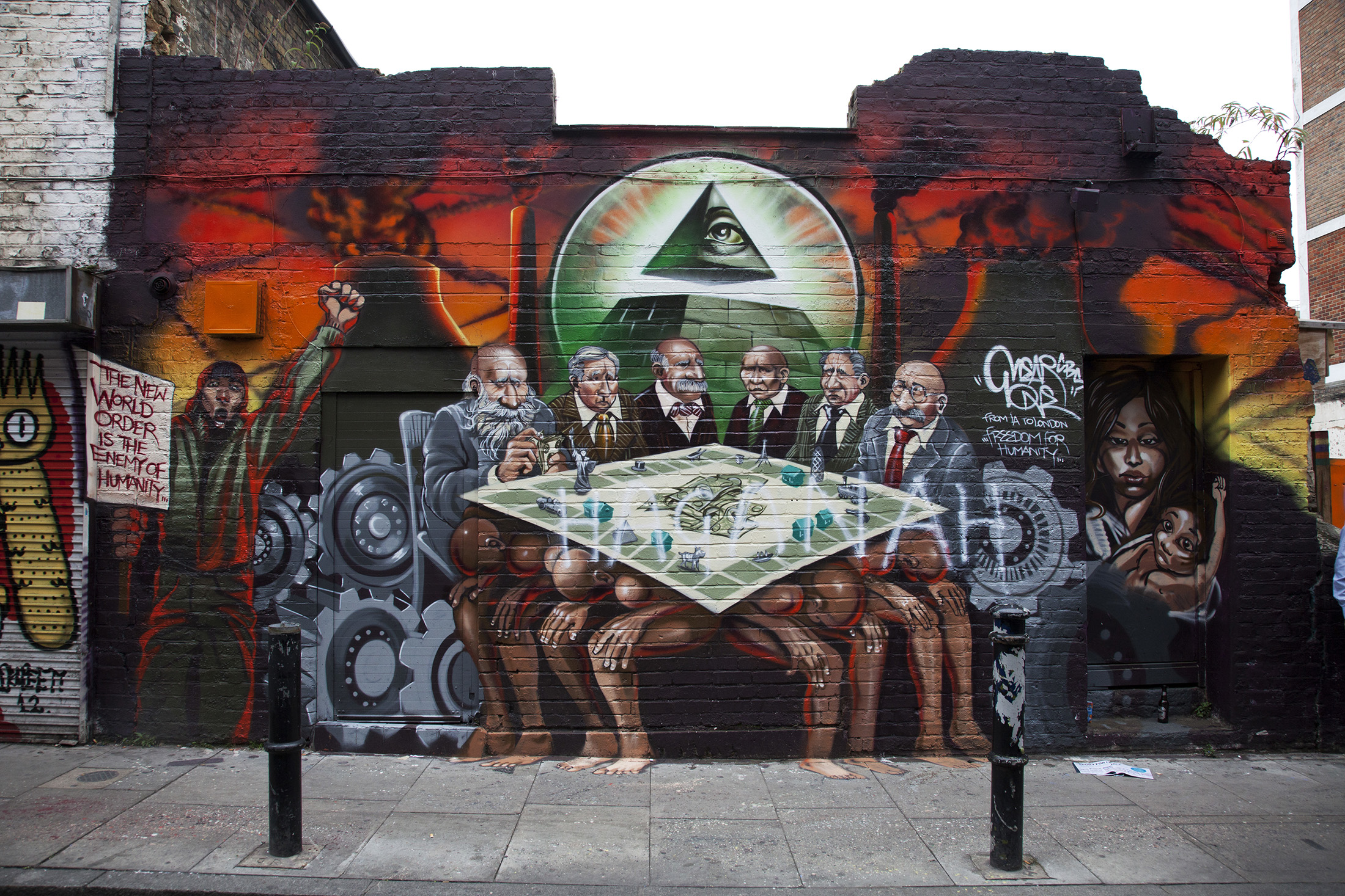The 'Freedom for Humanity' mural by artist Kalen Ockerman in London in 2012.