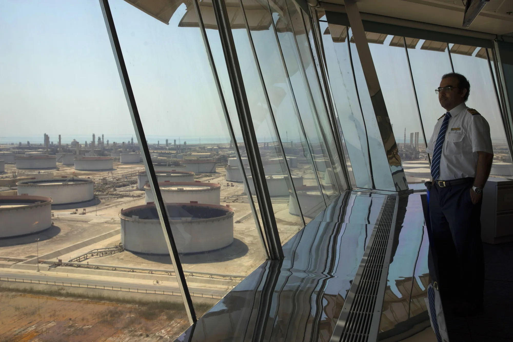 The view from the control center at Saudi Arabian Oil Co.’s Ras Tanura refinery.