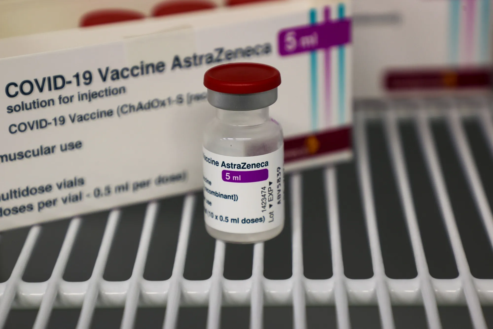 A vial of AstraZeneca’s Covid-19 vaccine.