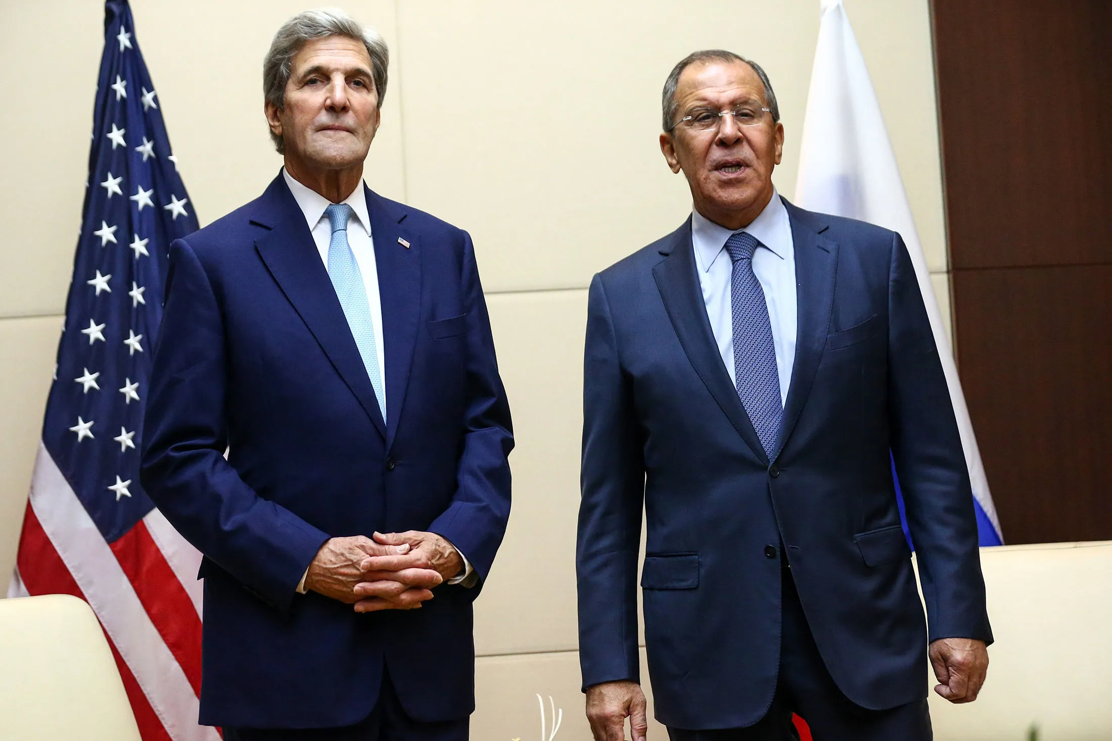 US Secretary of State John Kerry, left, and Russia's Foreign Minister Sergei Lavrov, on July 26.
