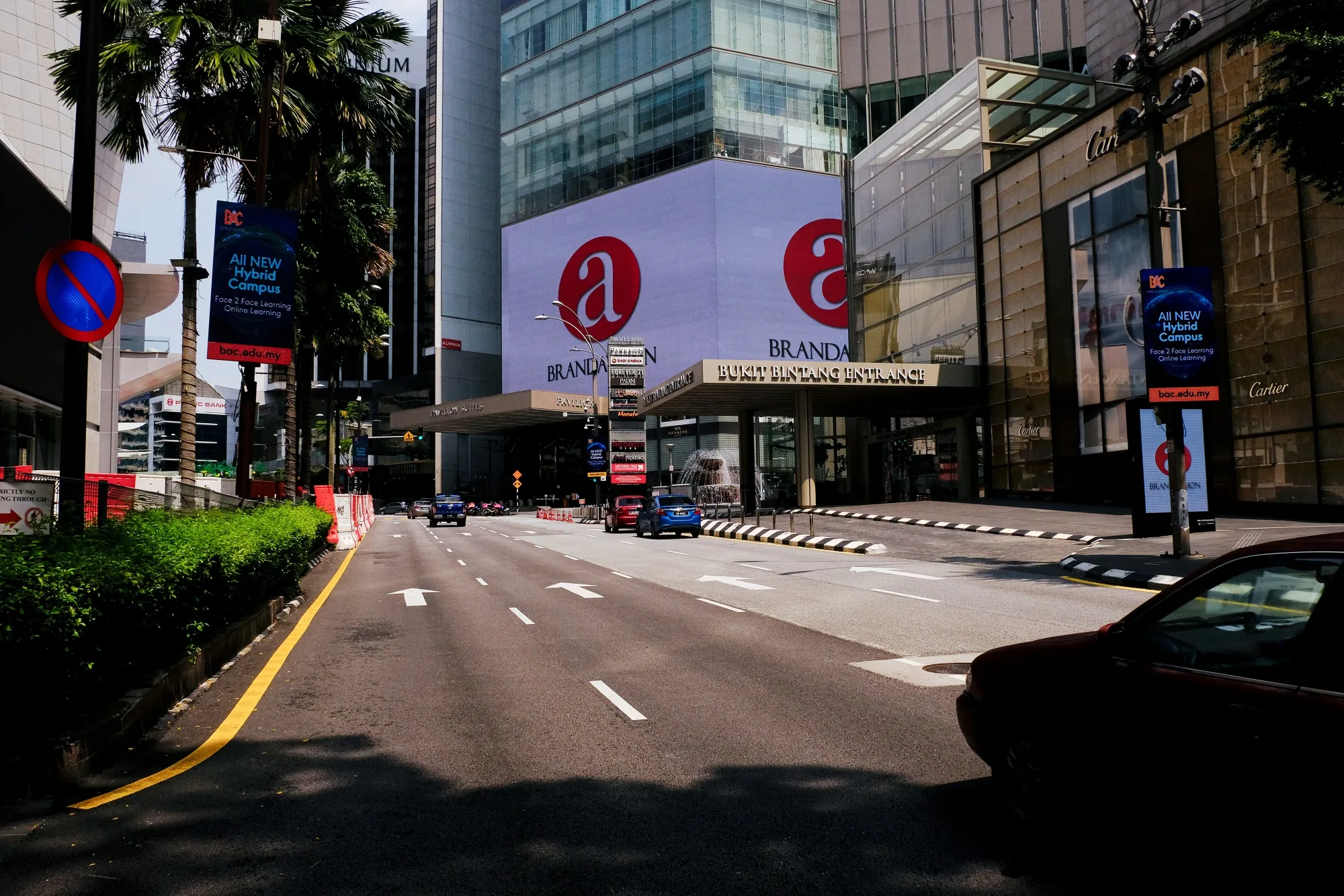 A near-empty road at Bukit Bintang during a Movement Control Order (MCO) due to Covid-19 in Kuala Lumpur.&nbsp;