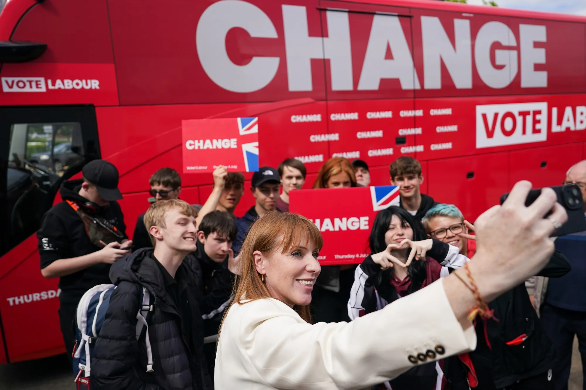 Angela Rayner campaigns in Darlington, UK, on June 3.