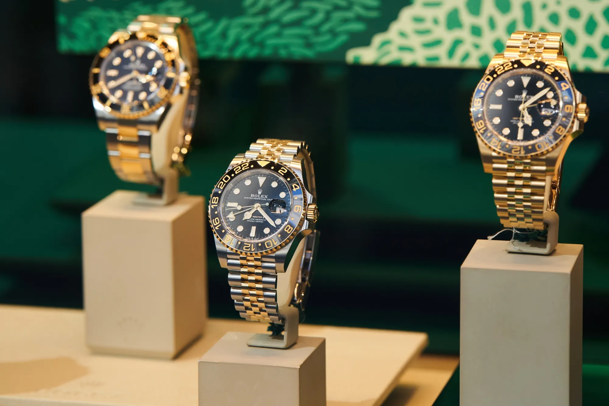 Rolex GMT-Master II watches watches in the window of a store in New York.