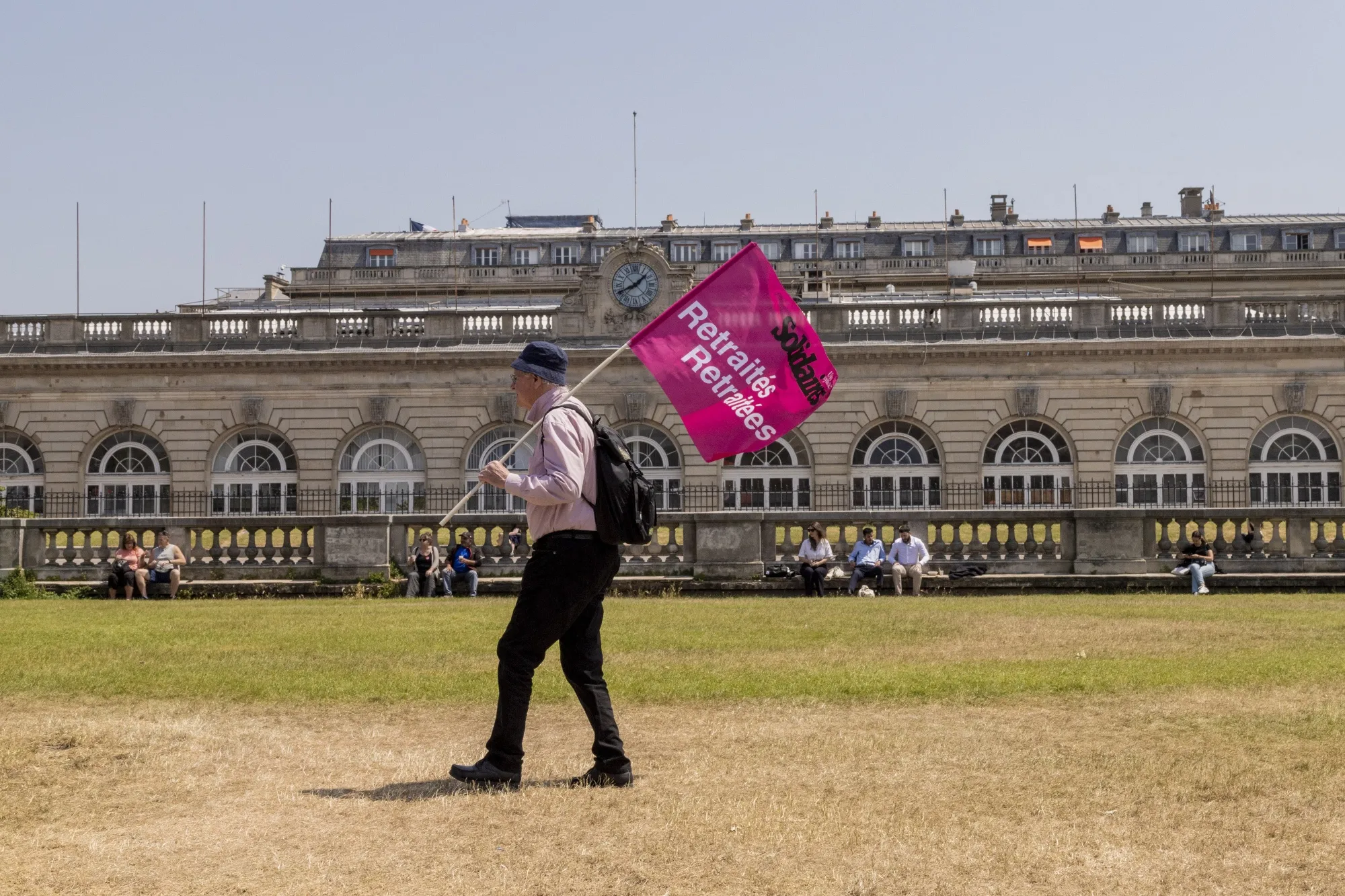 A protester against pension reform during a demonstration in Paris, France, on June 6.