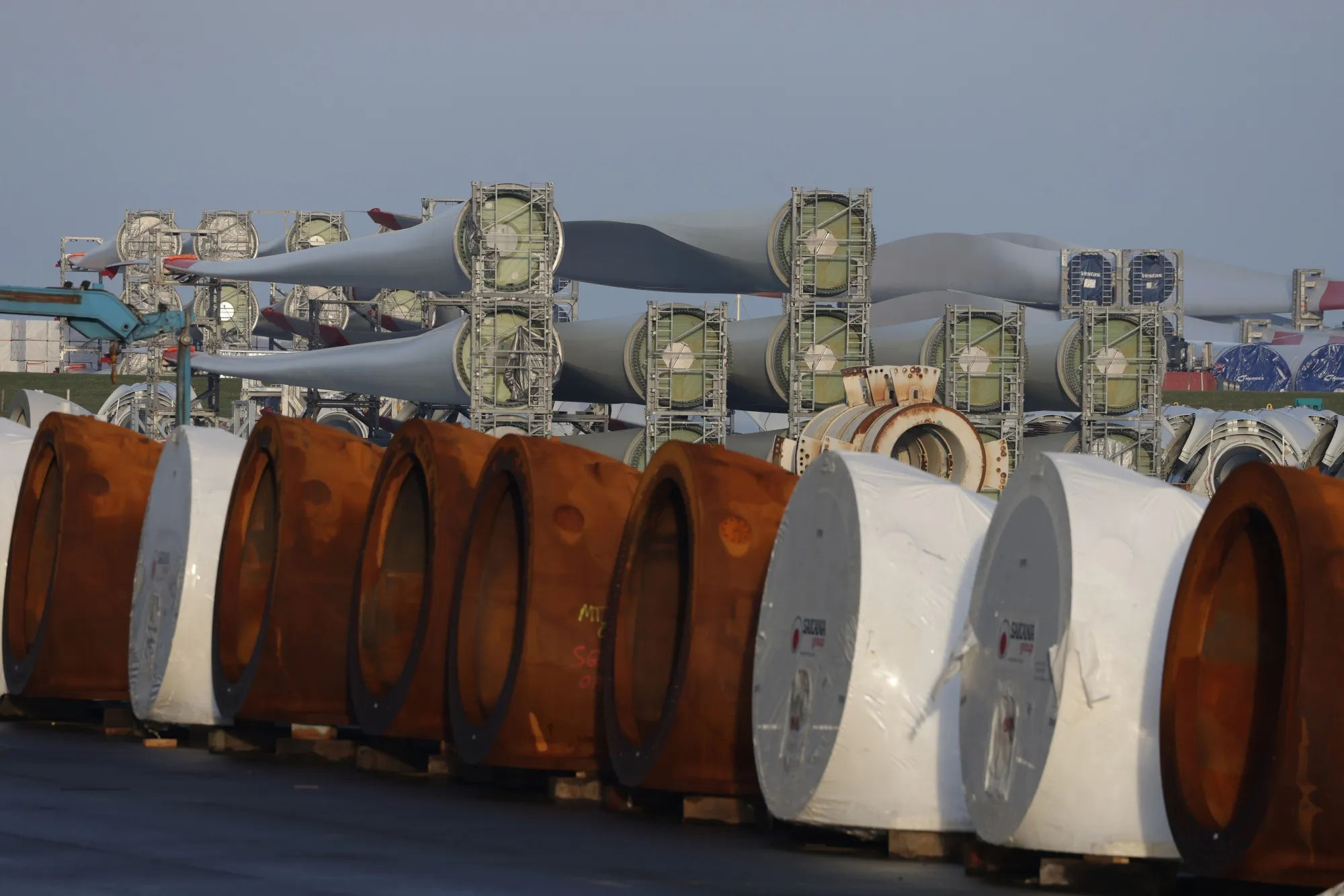 Parts for offshore wind turbines&nbsp;in Cuxhaven, Germany.