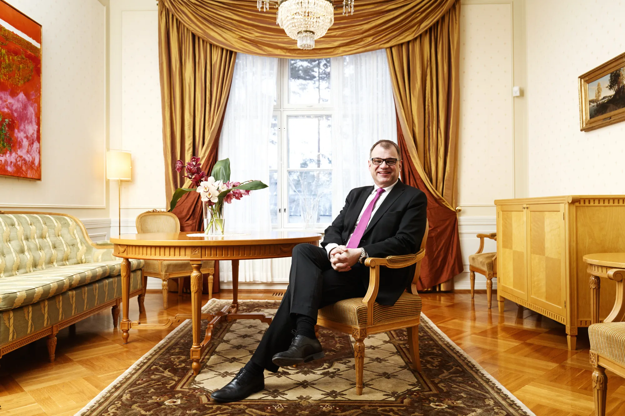 Juha Sipila&nbsp;at the prime minister's official residence at Kesaranta in Helsinki, on March 20.