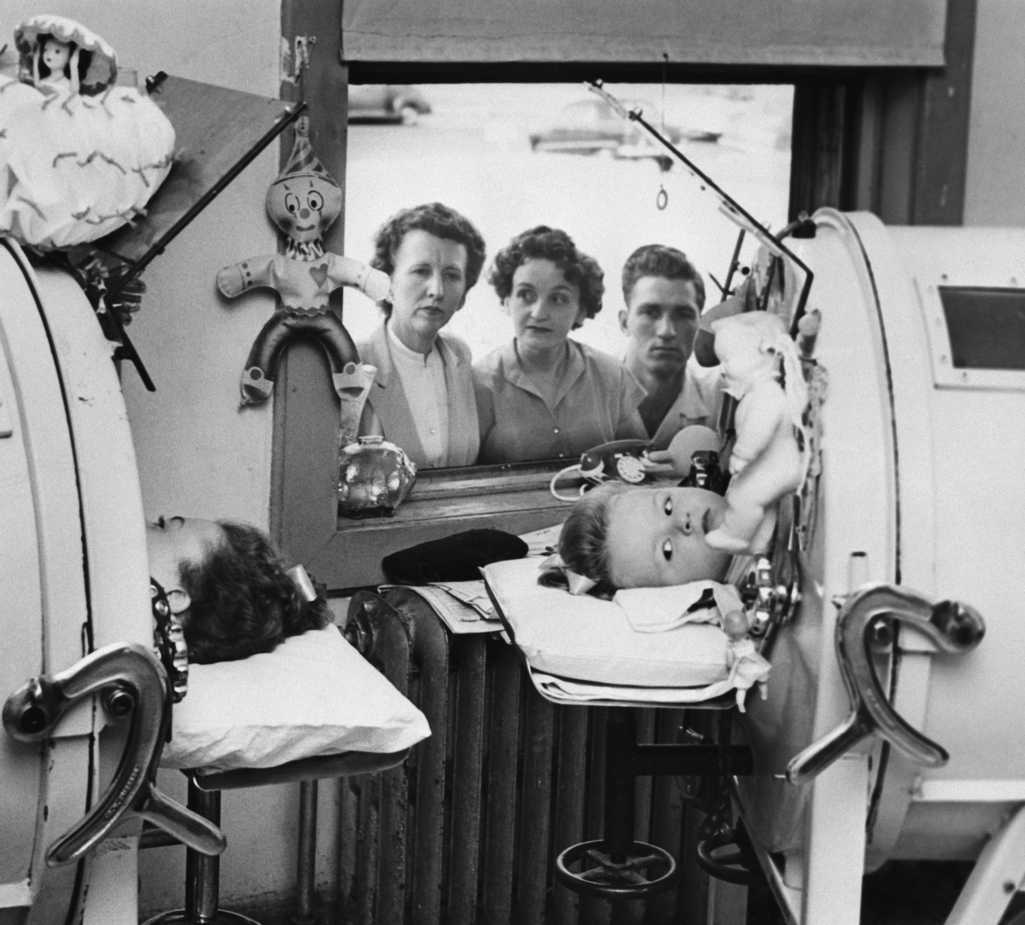 Children with Polio in Iron Lung Machines