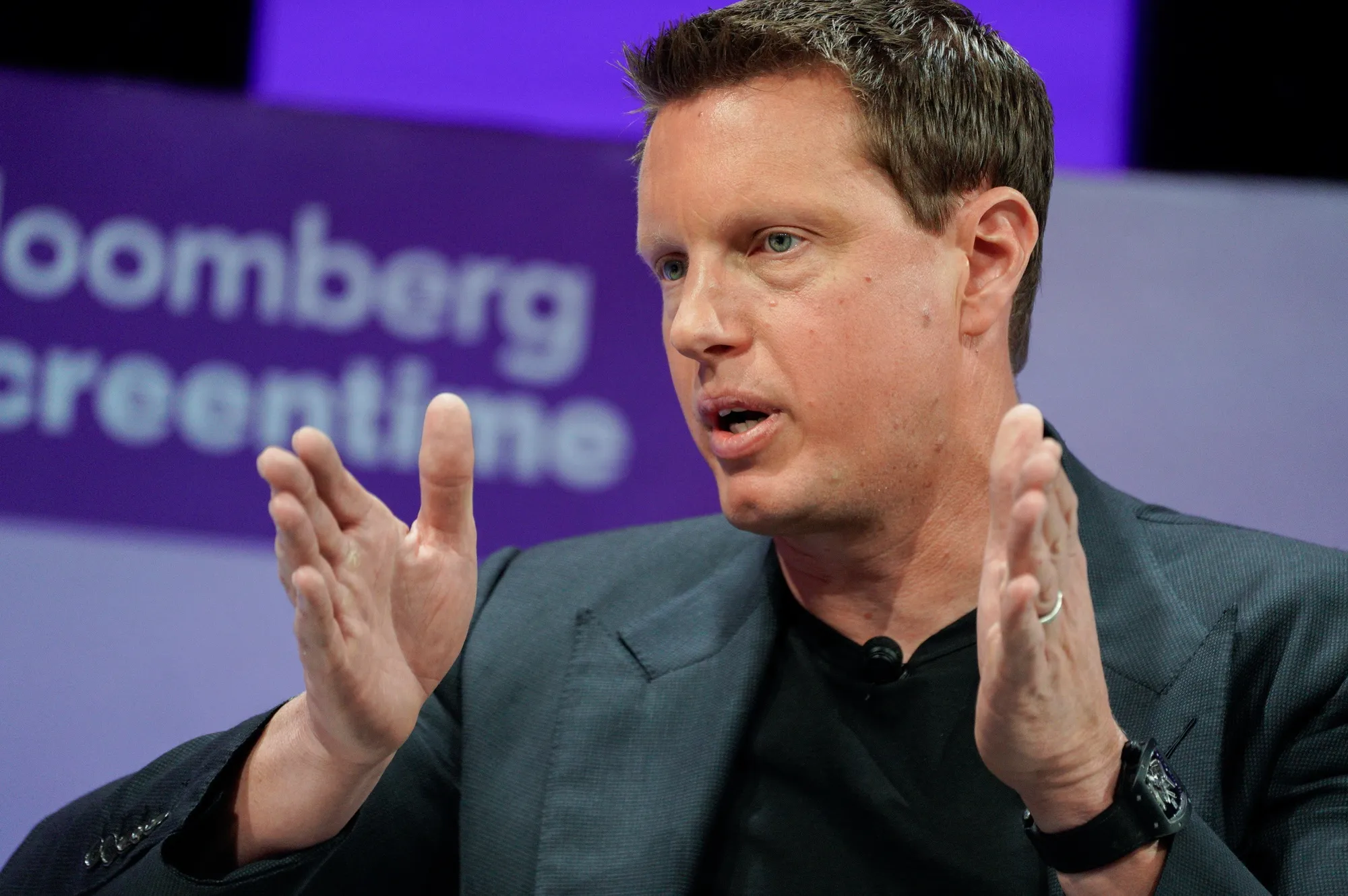 David Ellison, chairman and chief executive officer of Paramount Skydance Corp., during the Bloomberg Screentime event in Los Angeles, California, US, on Thursday, Oct. 9, 2025. Screentime gathers the moguls, celebrities, and entrepreneurs defining the next phase of pop culture to discuss and debate the future of Hollywood studios, the boom in sports and live music and the impact of AI on the creative industries.