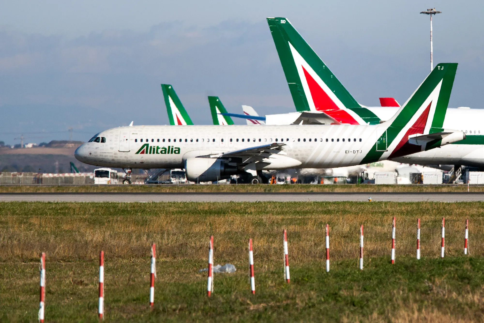An Airbus SE A320 passenger aircraft at Fiumicino airport in Rome.