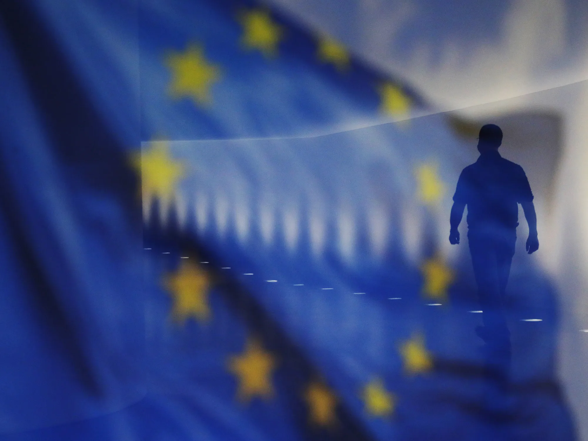 EU Flag reflection during Brexit negotietions