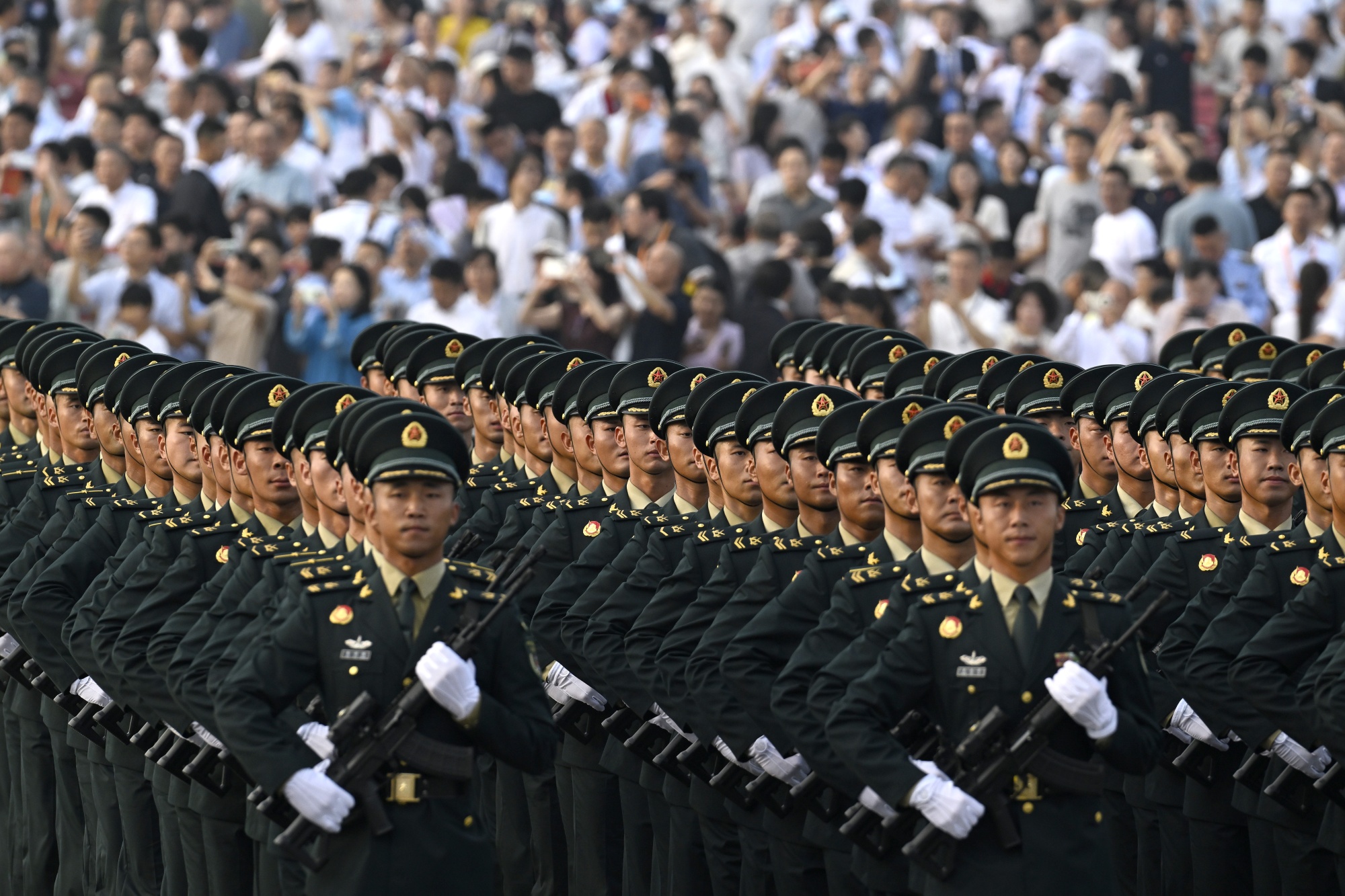 Chinese soldiers in Tiananmen Square, Beijing.