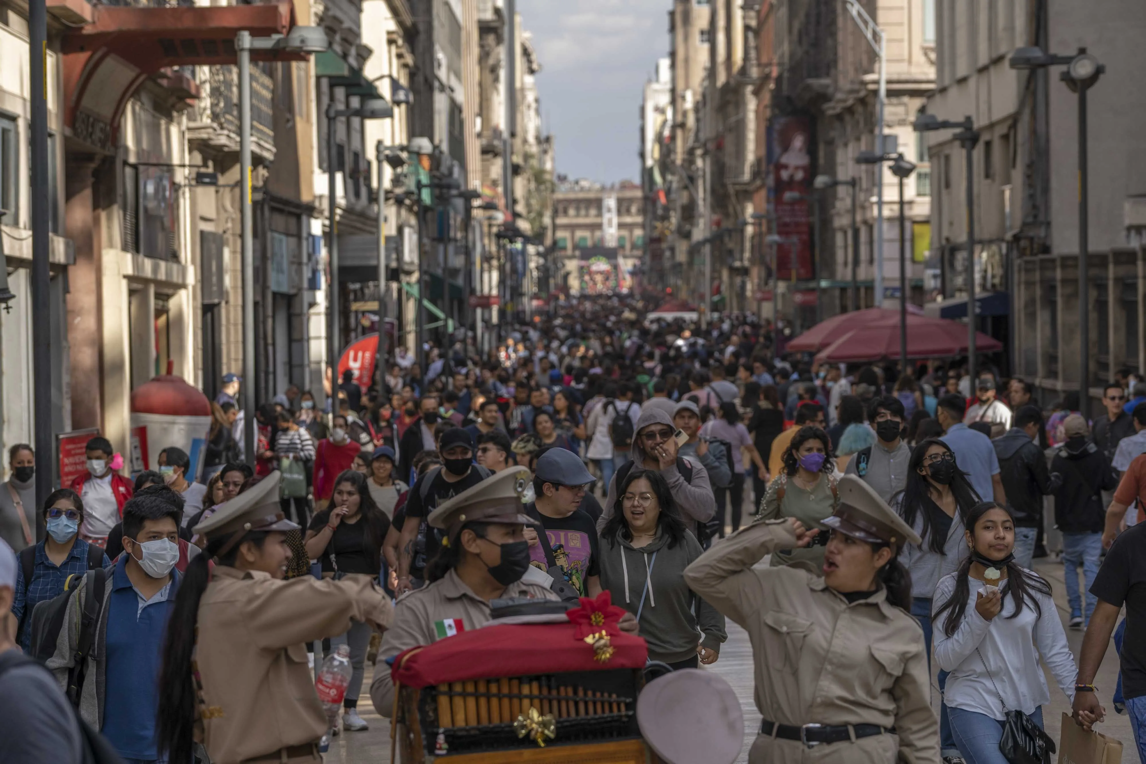 Pedestrians on Madero Avenue in Mexico City.