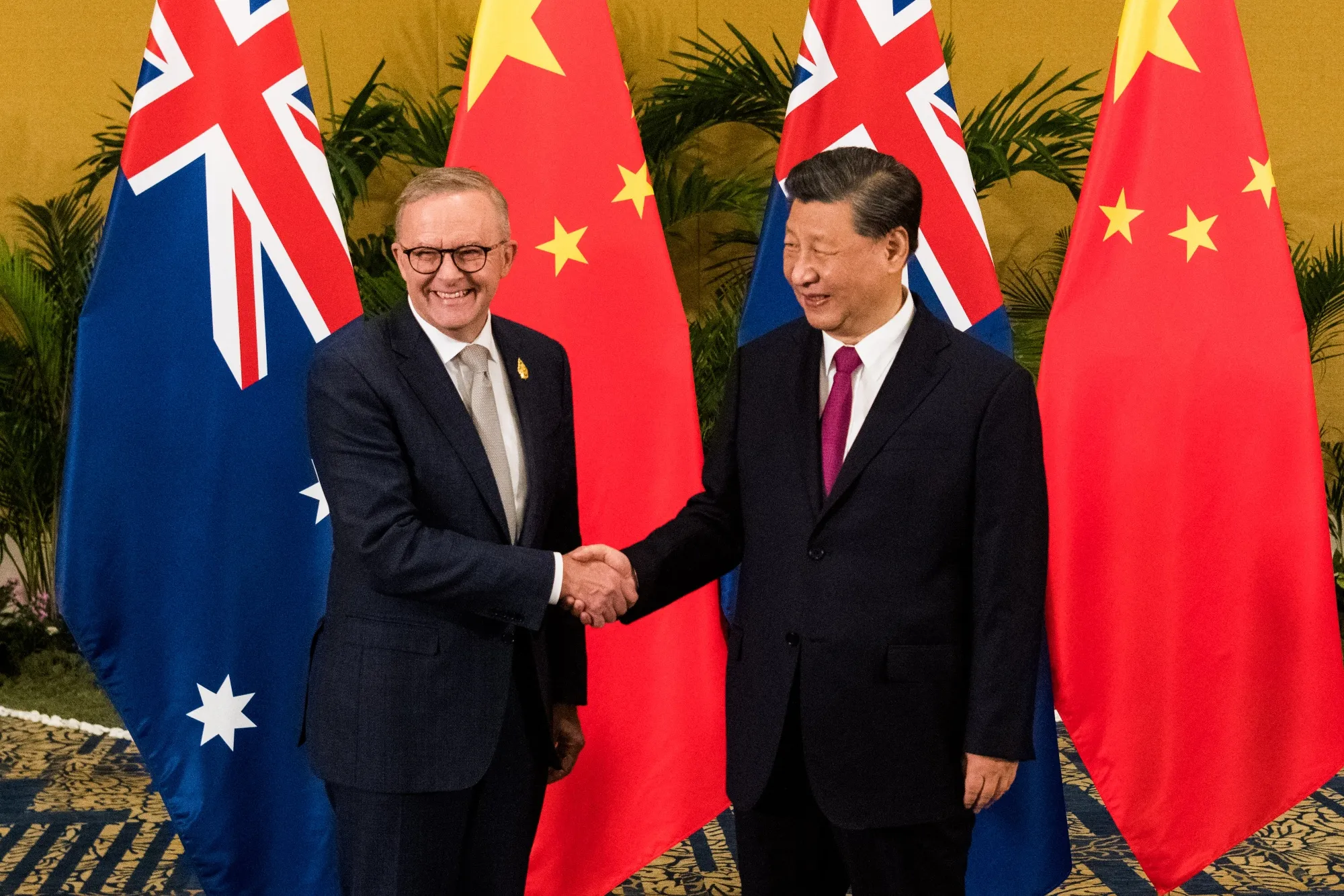 Xi Jinping with Anthony Albanese at the G20 Summit in November.