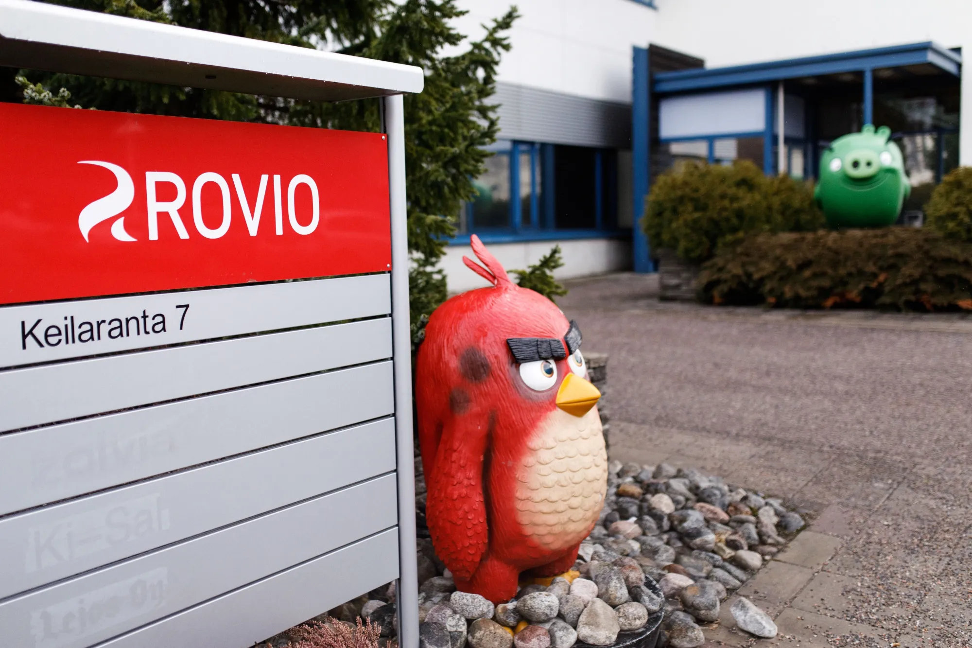 The entrance to the Rovio Entertainment Oy headquarters in Espoo, Finland.