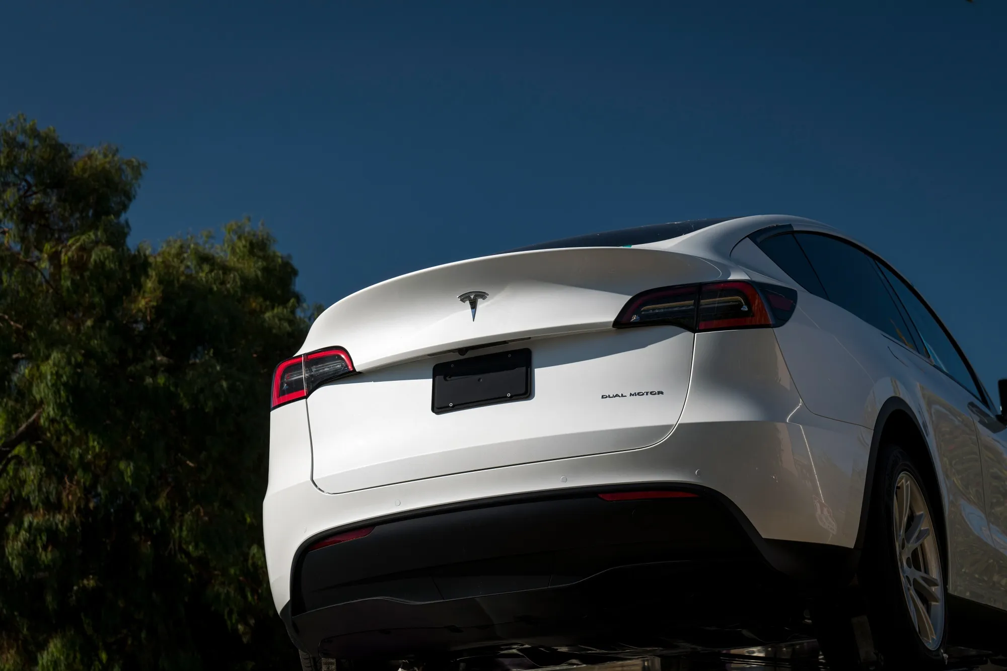 A Tesla Inc. vehicle on a car hauler in Fremont, California.