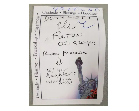 Prosecutors are prohibited from showing jurors this handwritten note with the words ‘Death List’ in the trial of one of the Oath Keepers coming up this fall, a judge ruled.