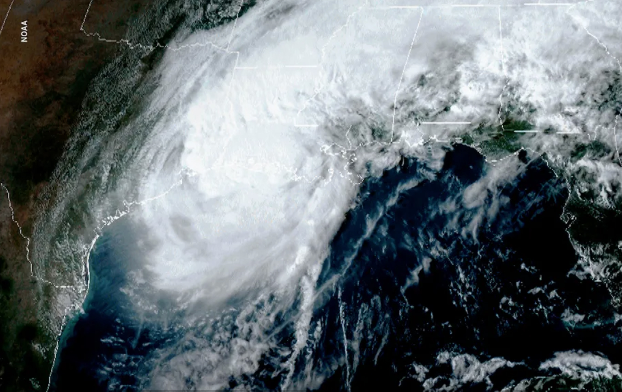 Tropical Storm Delta moves over Louisiana