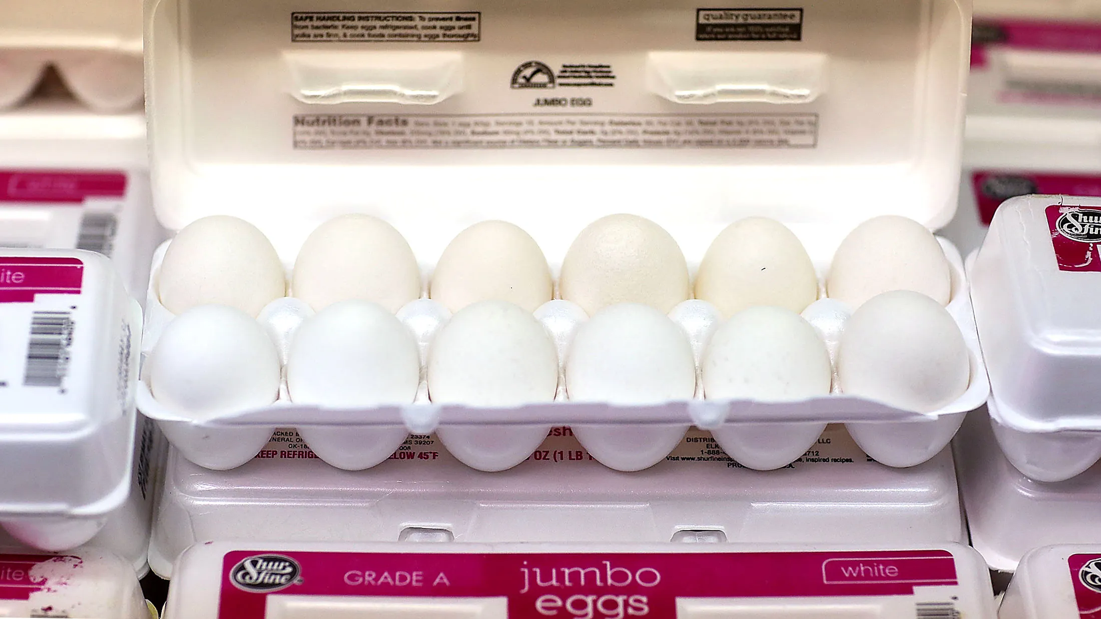 Eggs at a grocery store on May 21, 2015 in Miami.

