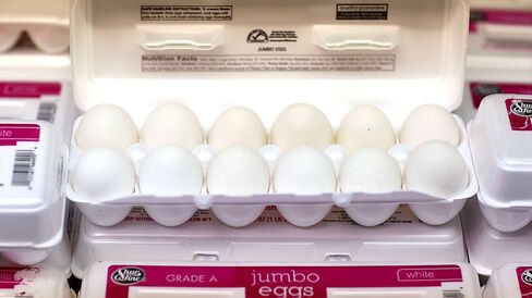 Eggs at a grocery store on May 21, 2015 in Miami.