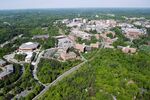 An aerial view of the University of North Carolina campus and surrounding area on April 21, 2013 in Chapel Hill