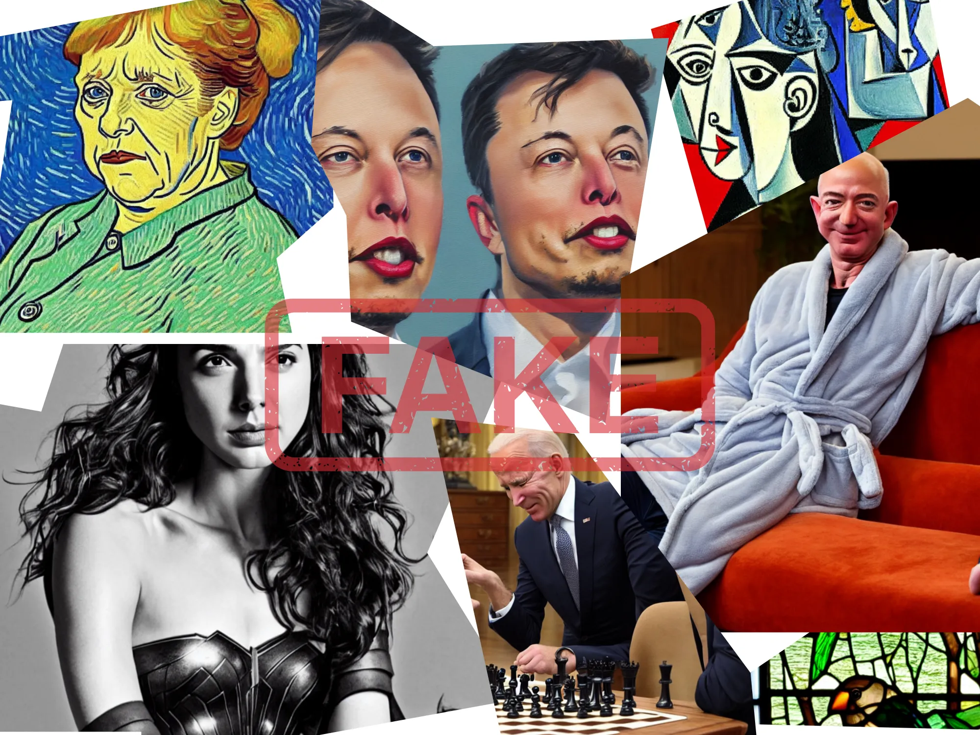 Seeing isn’t believing. A montage of fake images generated by AI.&nbsp;