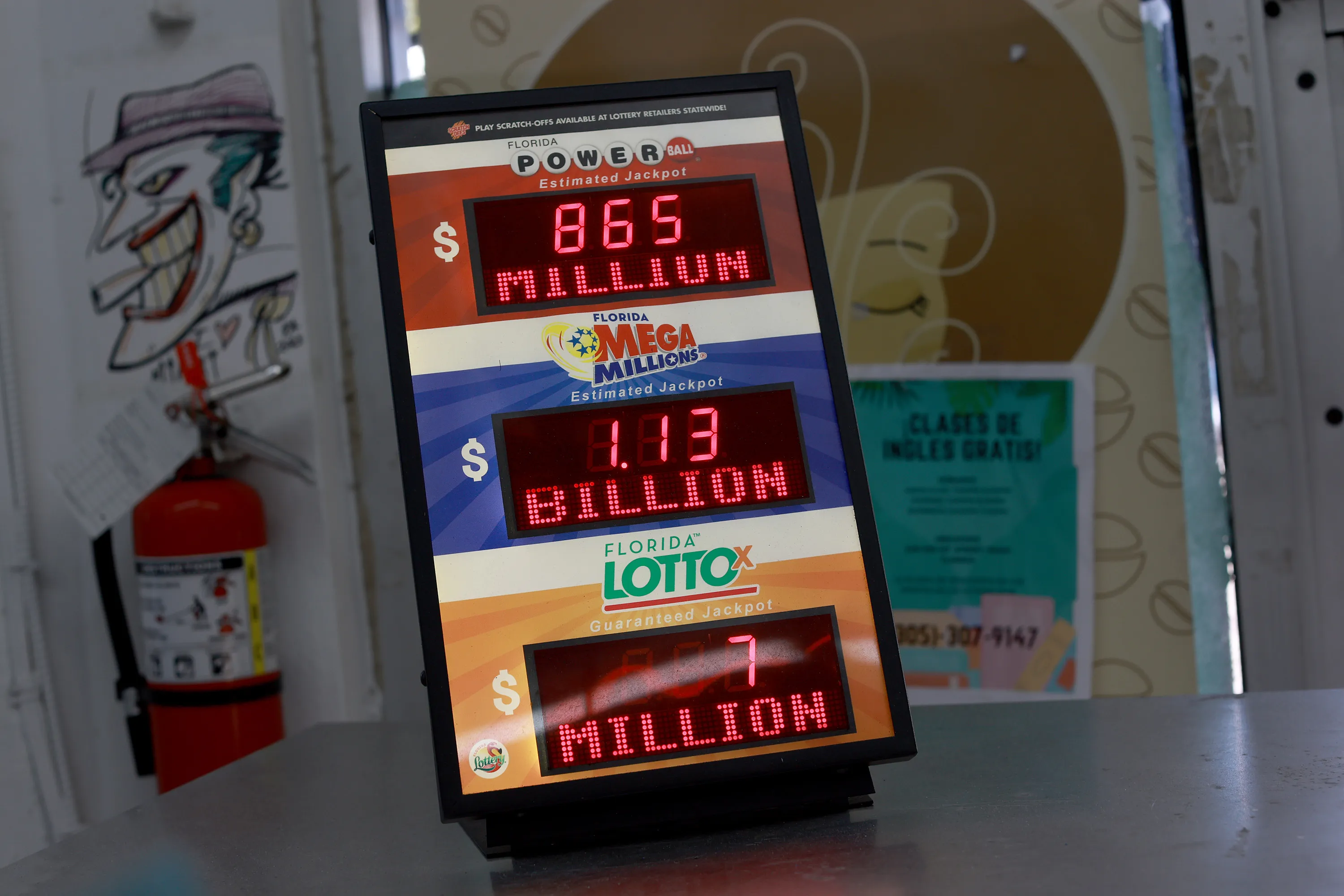 A Mega Million lottery sign&nbsp;in Miami.