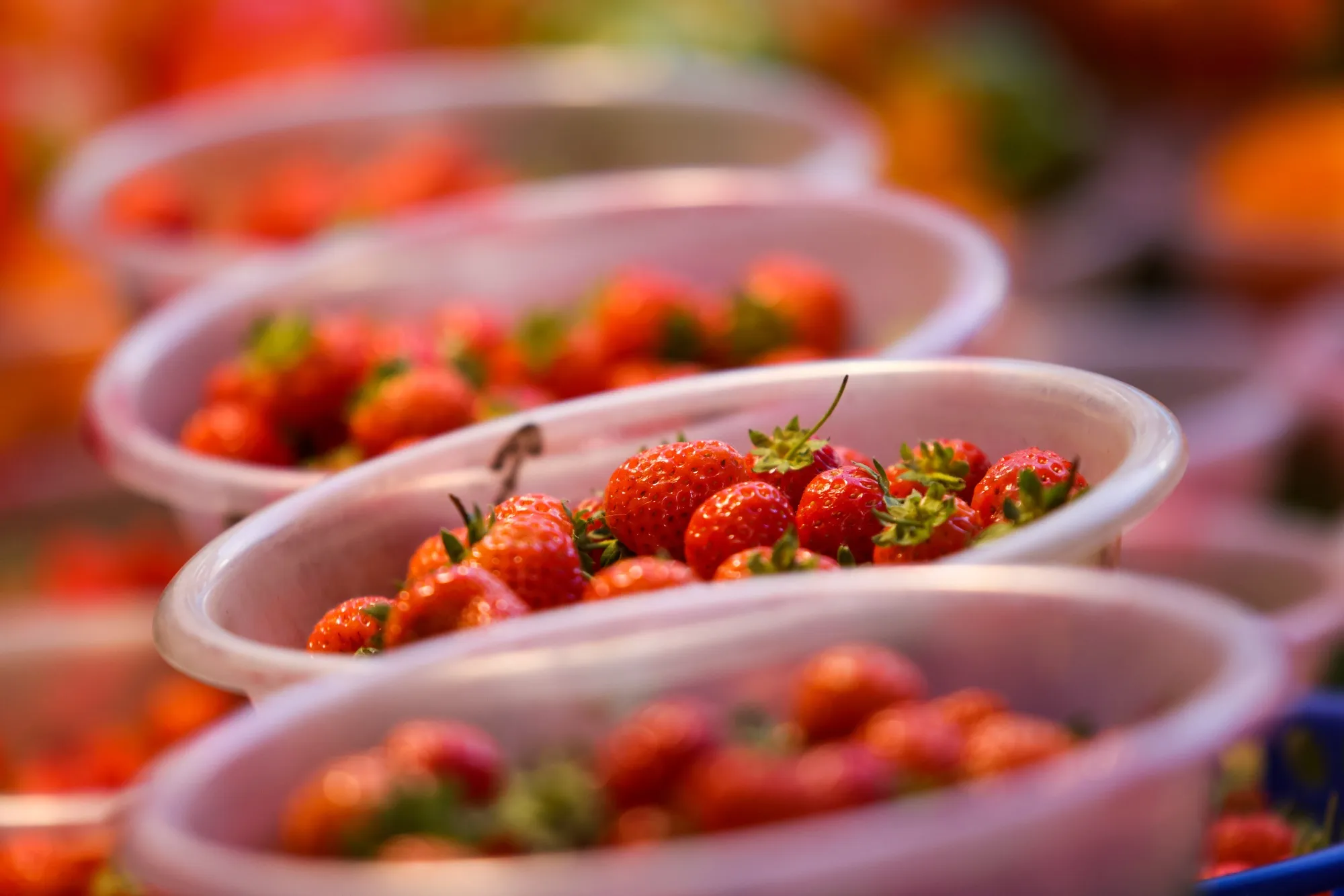 Fresh strawberries at Walthamstow Market in London.