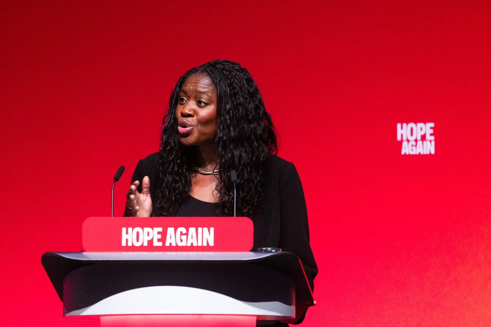 Miatta Fahnbulleh, UK energy secretary, speaks on day two of the UK Labour Party annual conference in Liverpool, UK, on Monday, Sept. 28, 2026. The conference runs until Wednesday, Sept. 30.