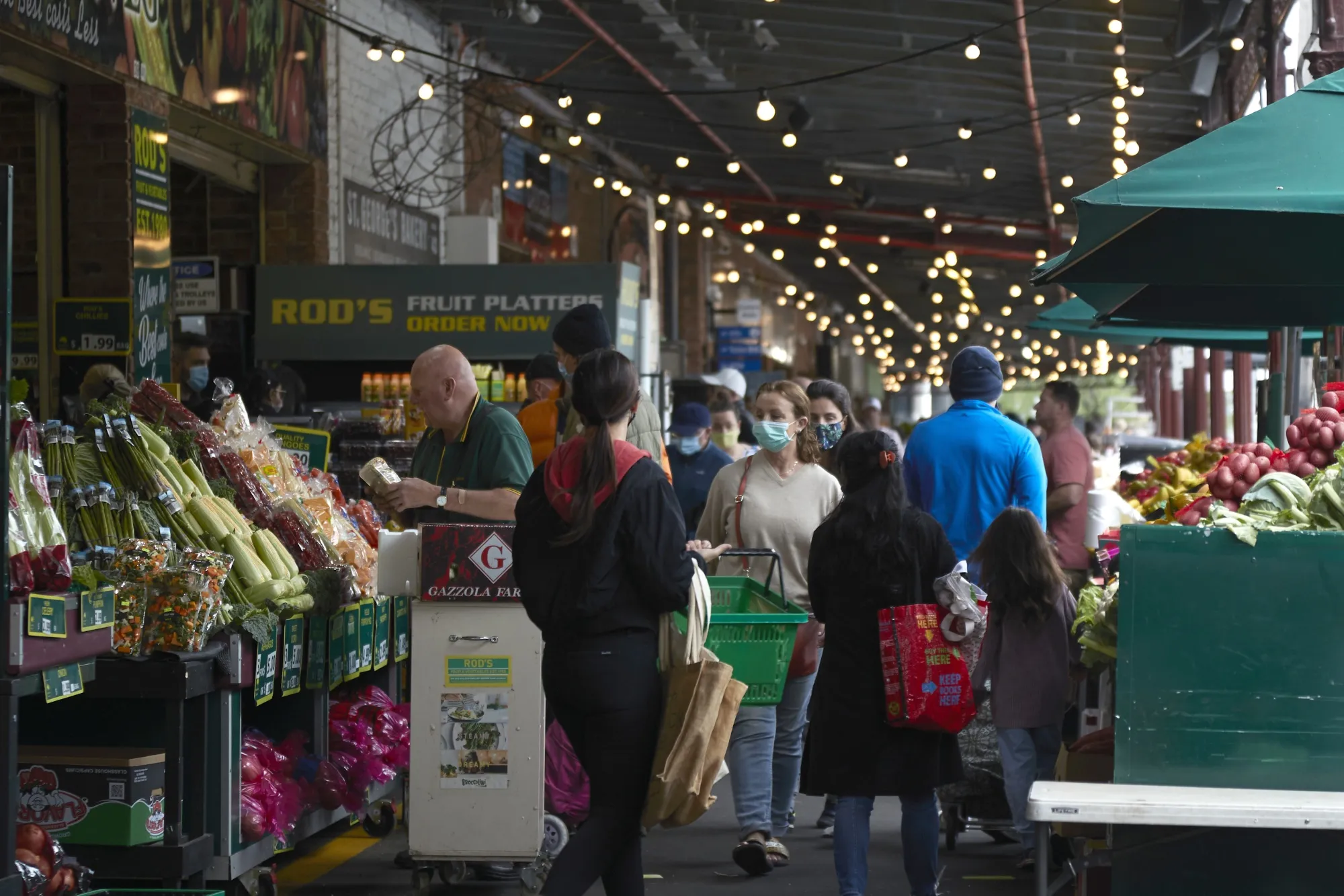 Shoppers at the South Melbourne Market in Melbourne, Australia.