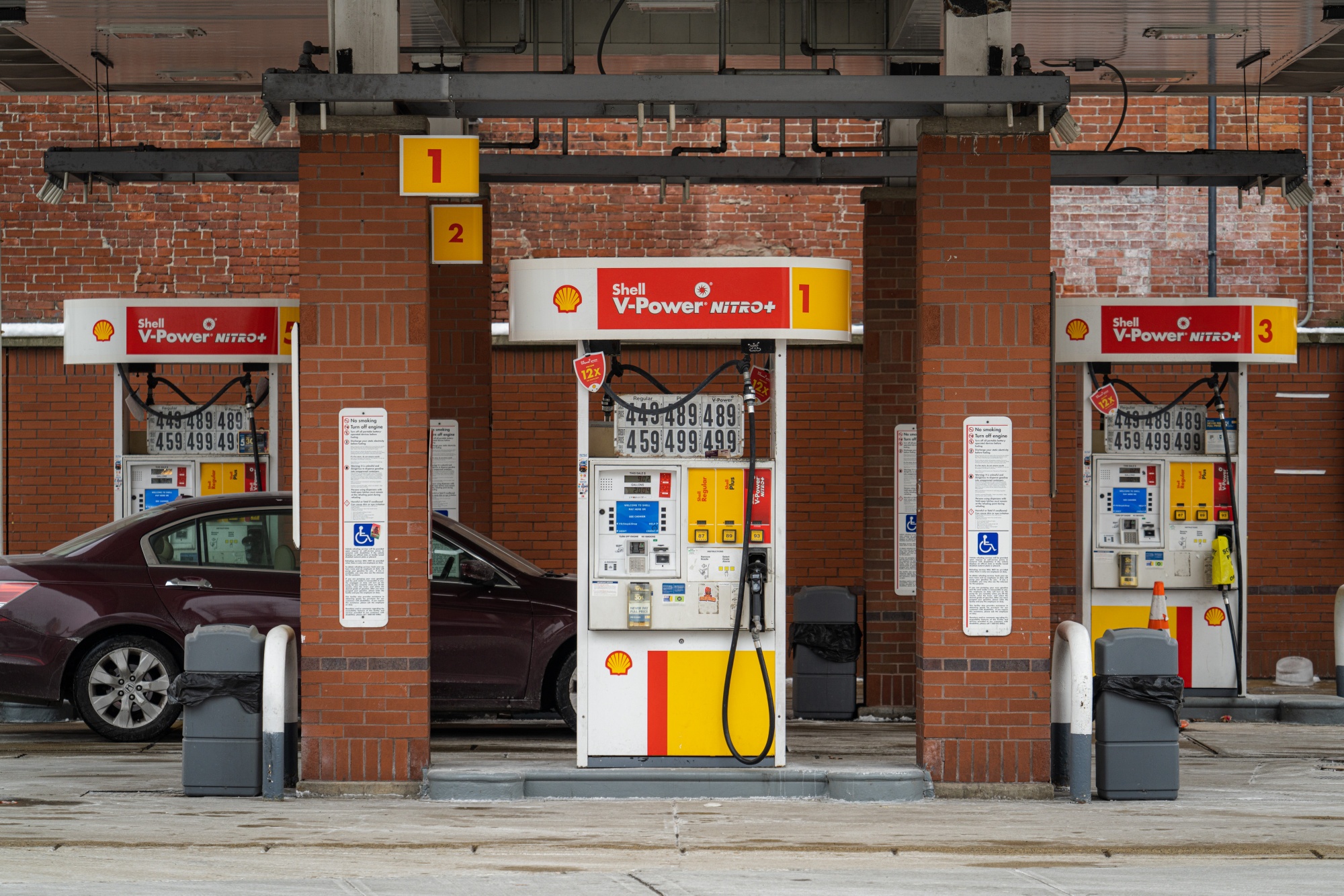 A gas station in Boston, Massachusetts.