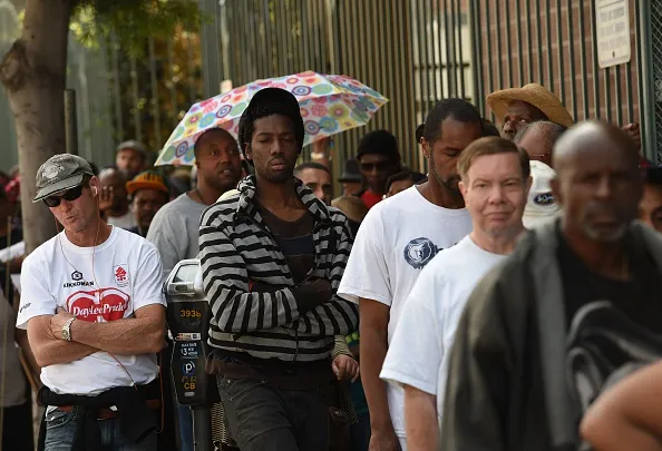 Unemployment line.
