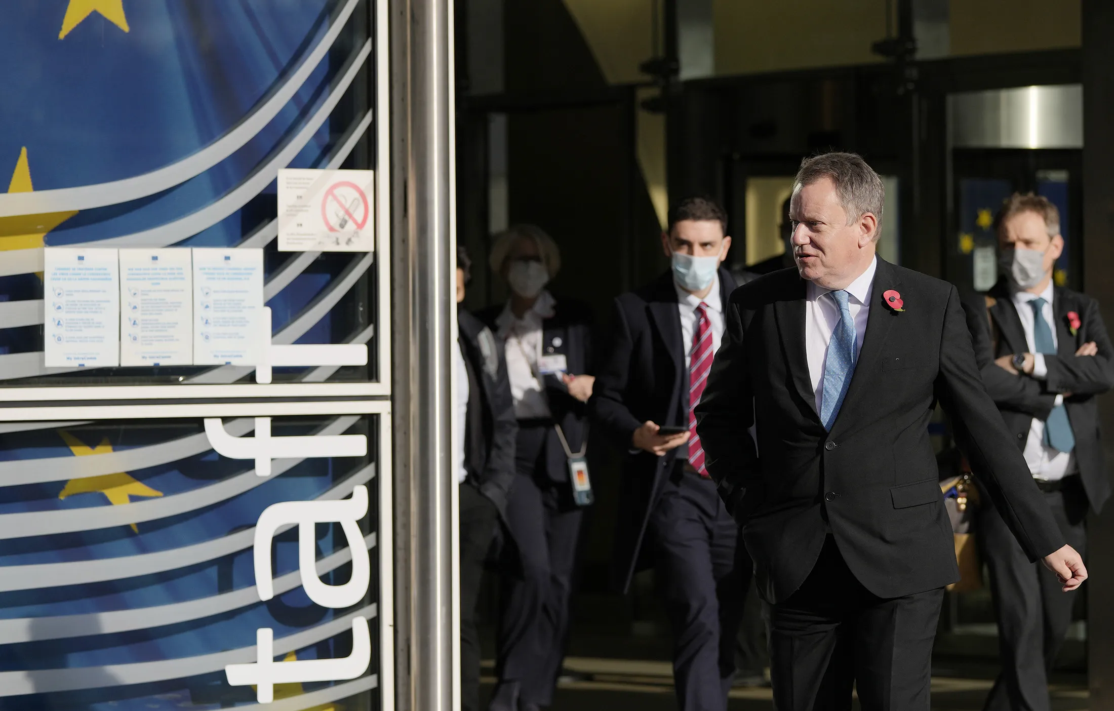David Frost arrives for a media statement at EU headquarters in Brussels, on Nov. 5.