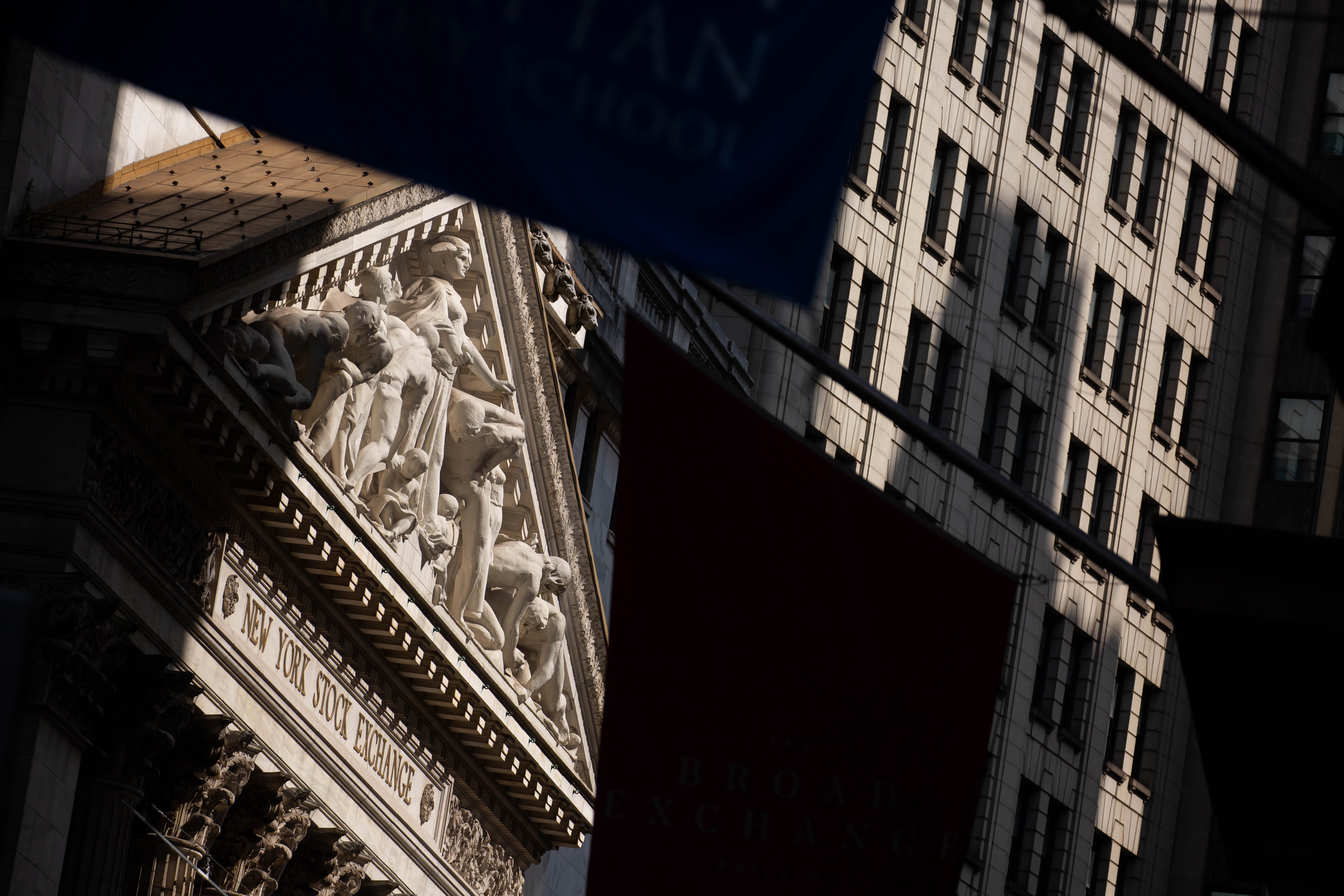 The New York Stock Exchange (NYSE) stands in New York, U.S., on Monday, July 20, 2020.