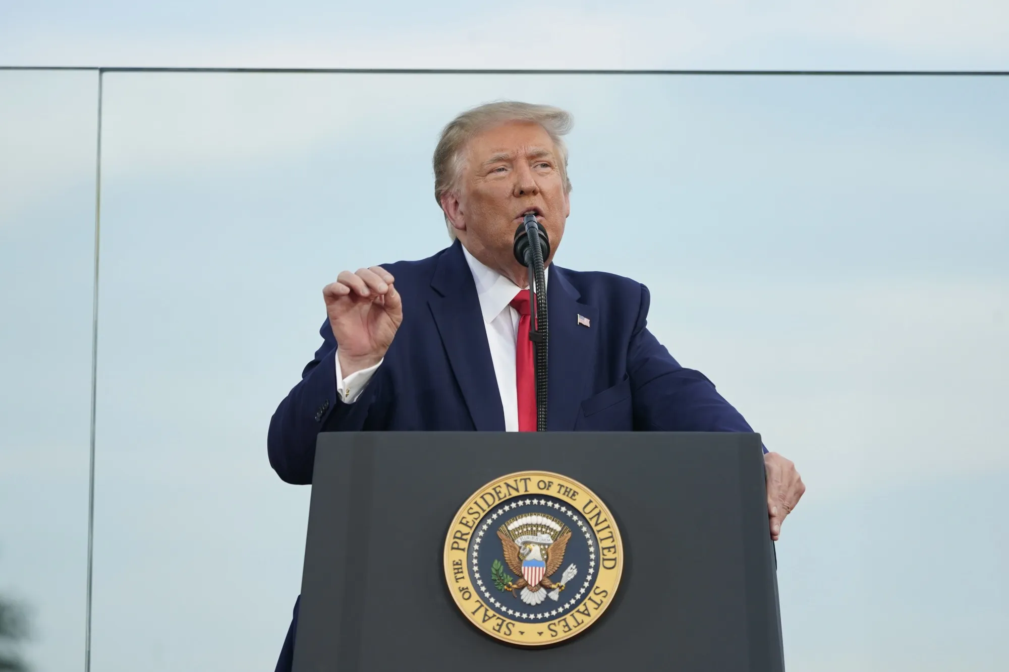 President Trump speaks during an event on the South Lawn of the White House in Washington, D.C., on&nbsp;July 4.