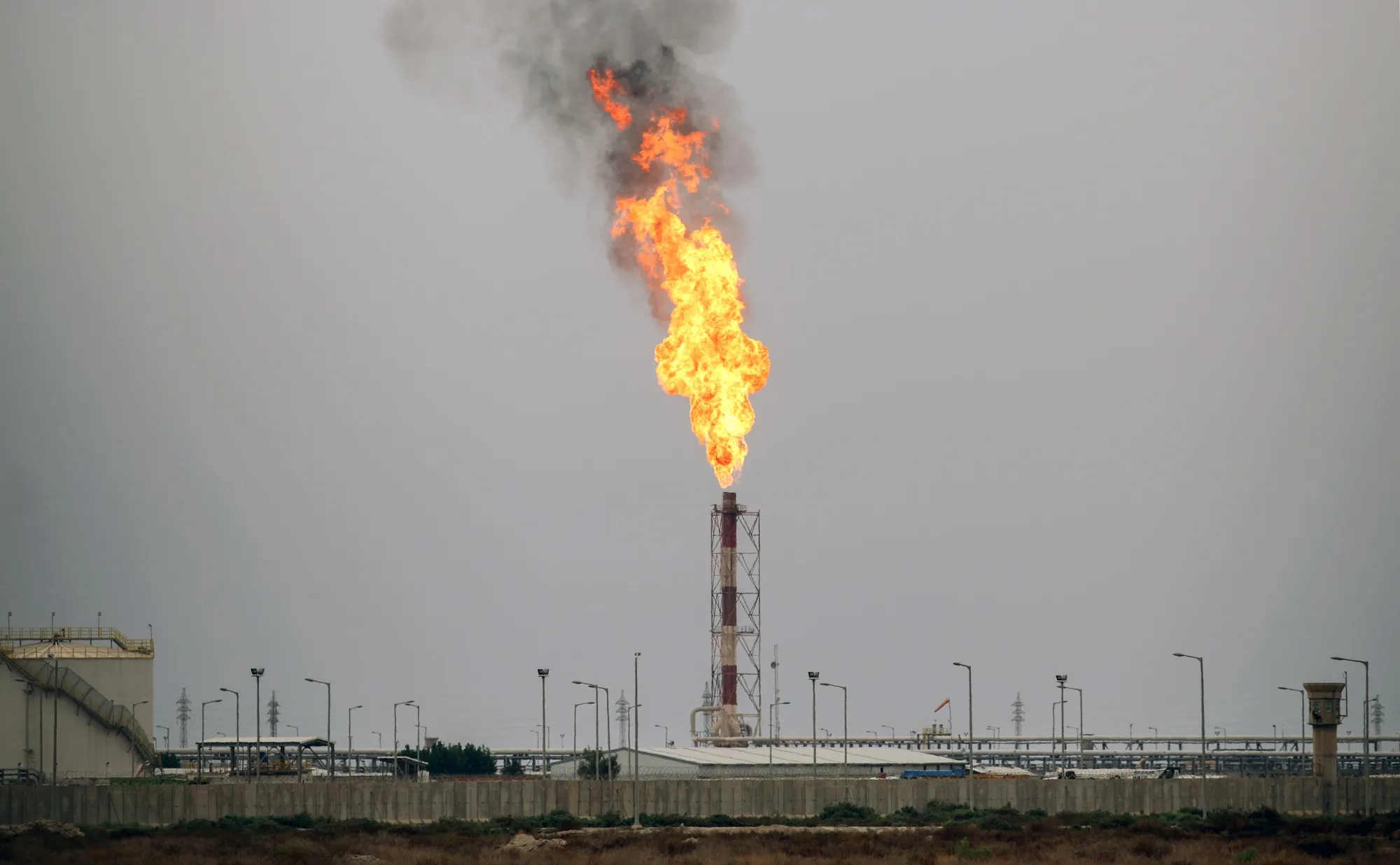 Flaring at the West Qurna-2 oilfield, west of Basra in southern Iraq.
