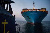Pilot's View Of A.P. Moeller-Maersk A/S Triple E Class Container Ship Port Arrival