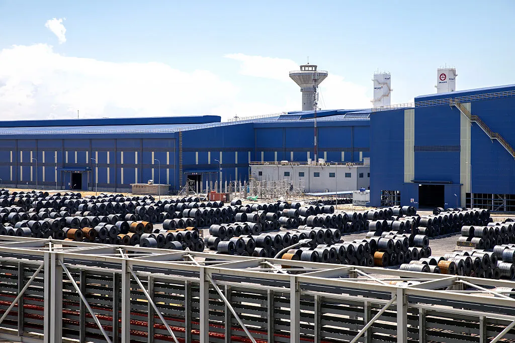 Finished steel coils stored at the Hoa Phat Group production complex at the Dung Quat Economic Zone, Quang Ngai province, Vietnam.