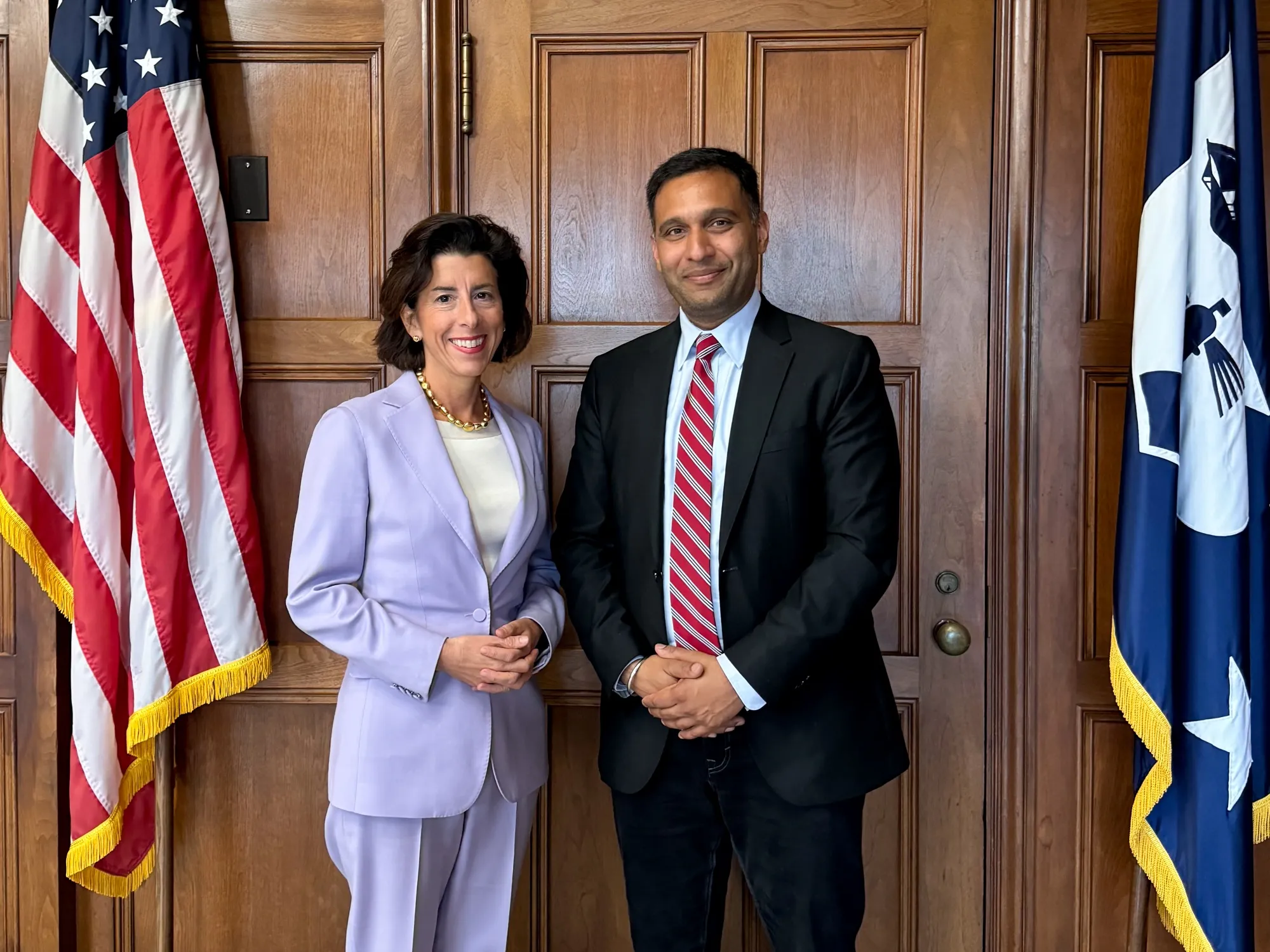 Gina Raimondo and Srujan Linga