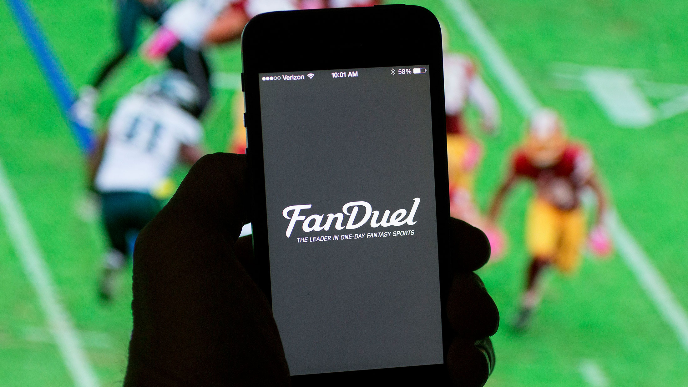 The FanDuel Inc. logo on a smartphone.
